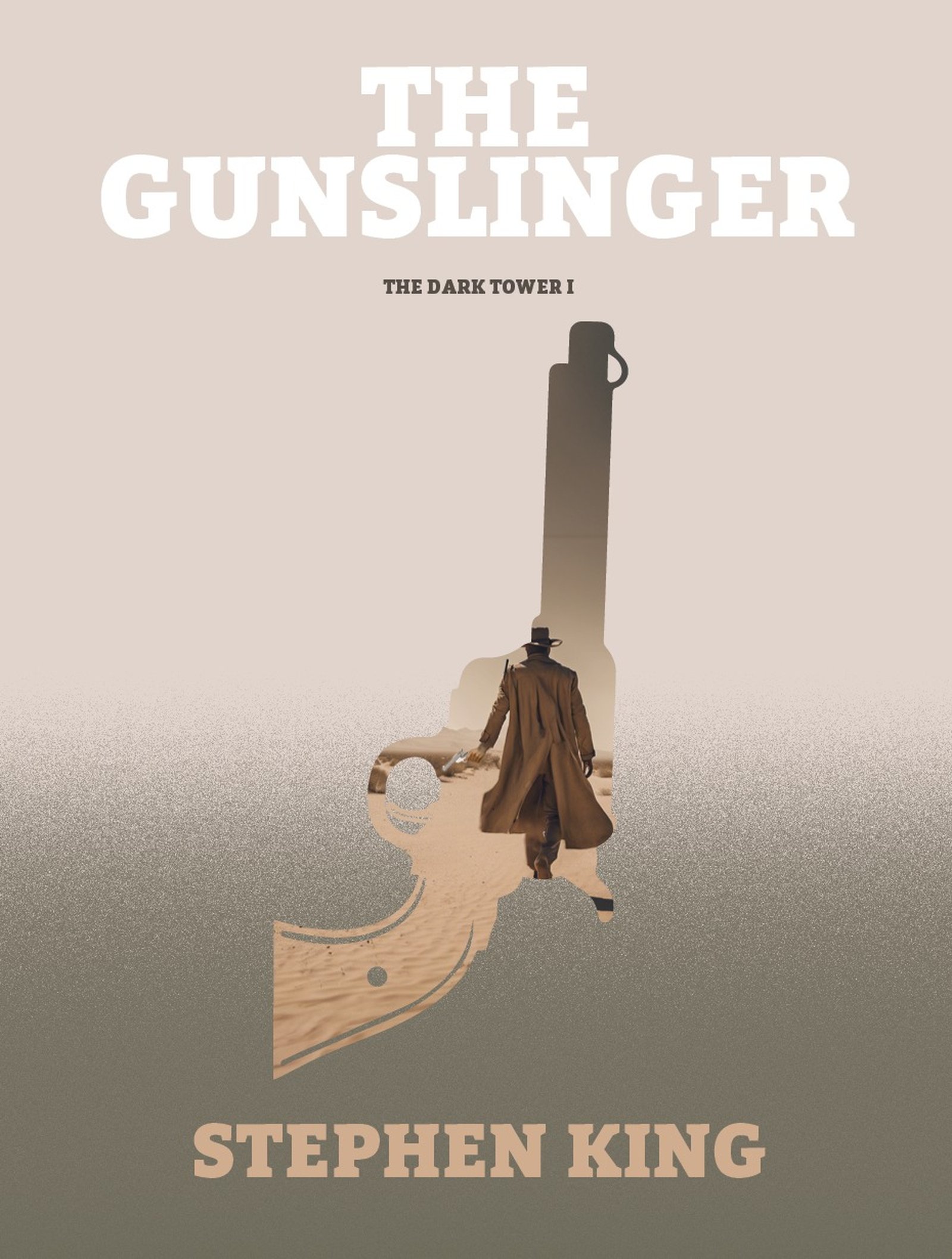 The Gunslinger cover — a figure walking, forming the silhouette of a revolver against the desert.