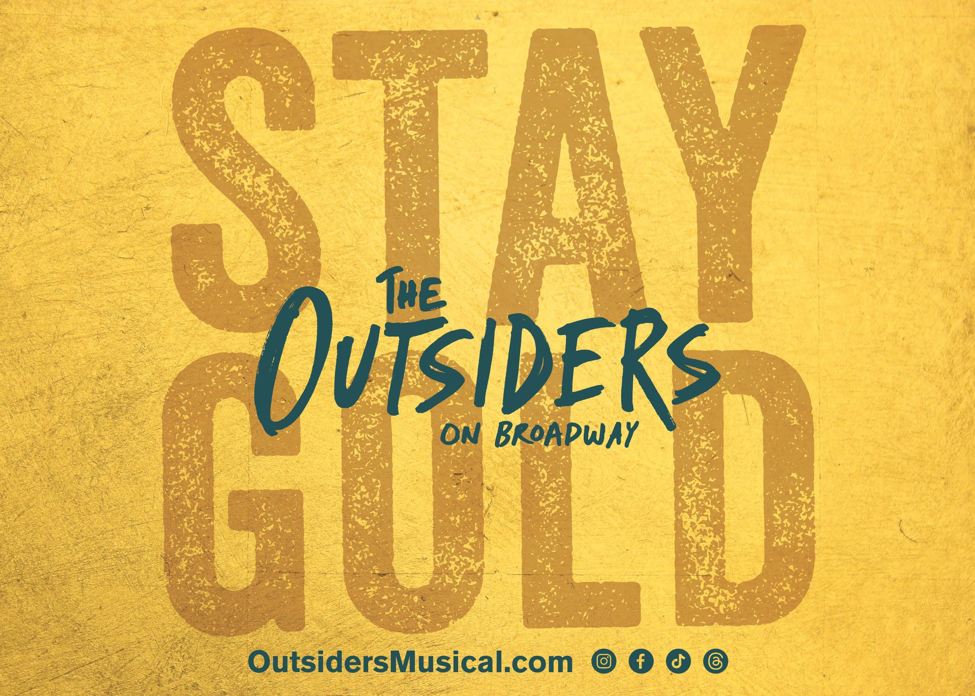 Stairwell soffit design — Stay Gold — in gold type on a gold ground with the Outsiders lockup.