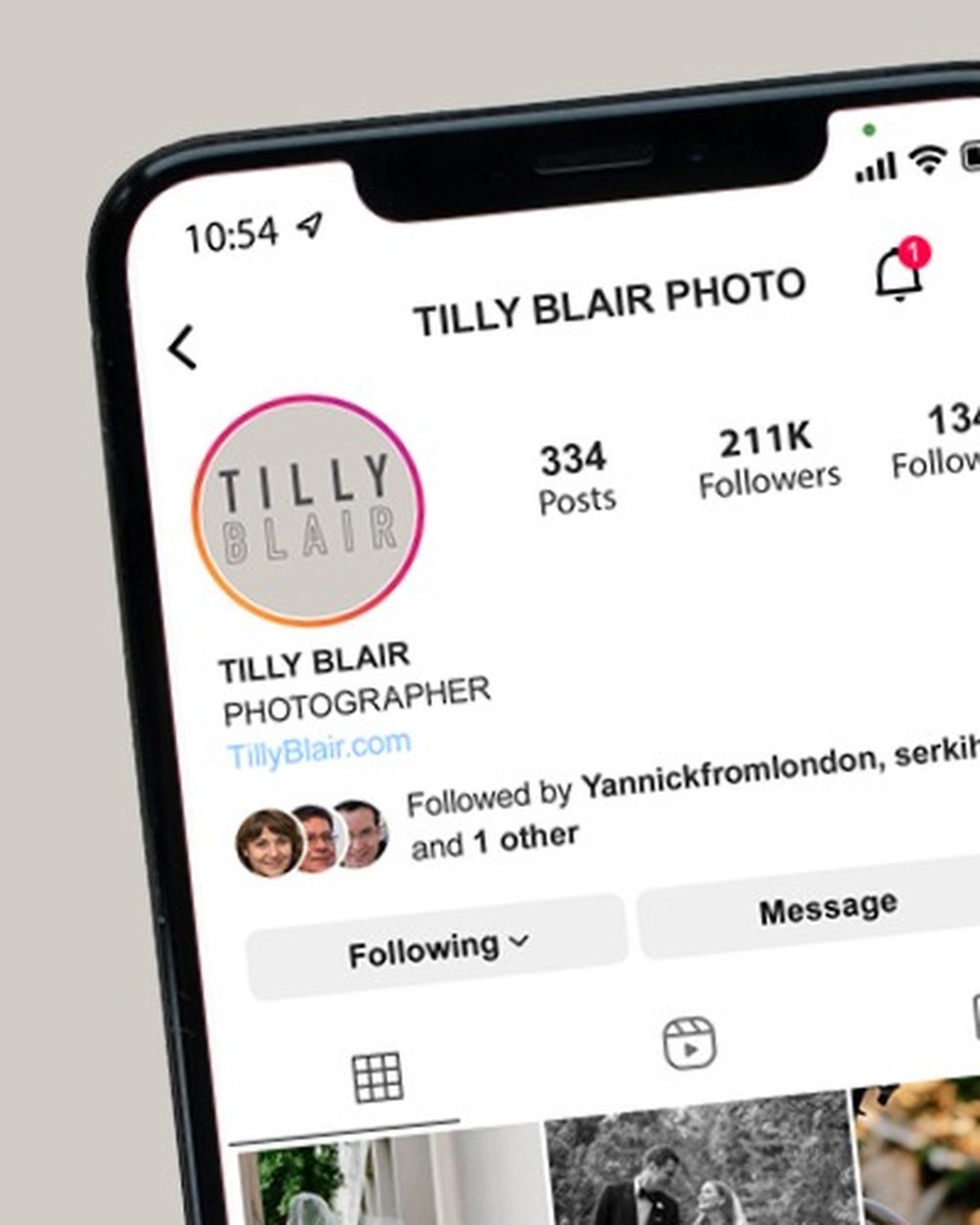 Tilly Blair Instagram / social identity mockup.